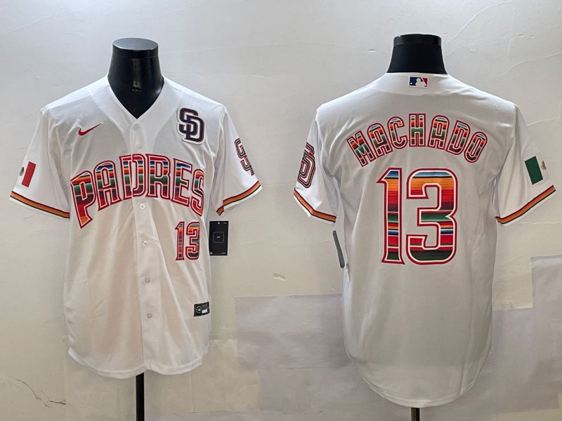Men San Diego Padres #13 Machado White Fashion 2025 Nike MLB Jersey style 7